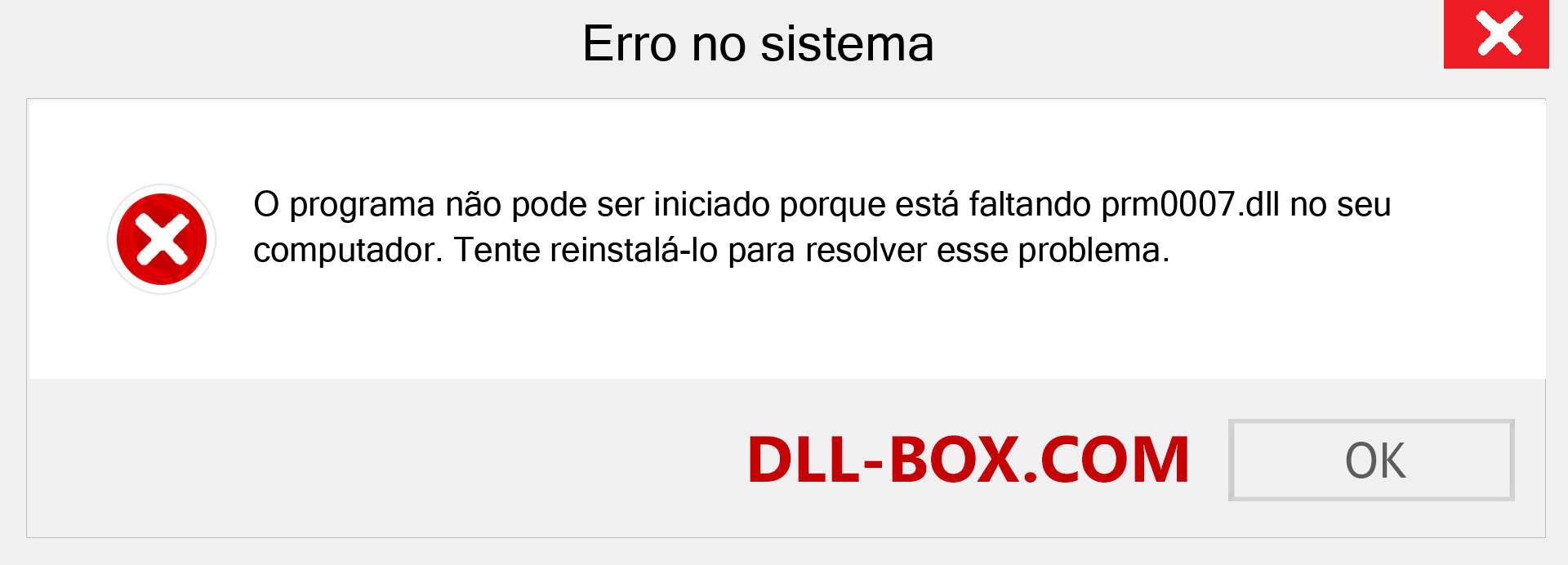 Arquivo prm0007.dll ausente ?. Download para Windows 7, 8, 10 - Correção de erro ausente prm0007 dll no Windows, fotos, imagens